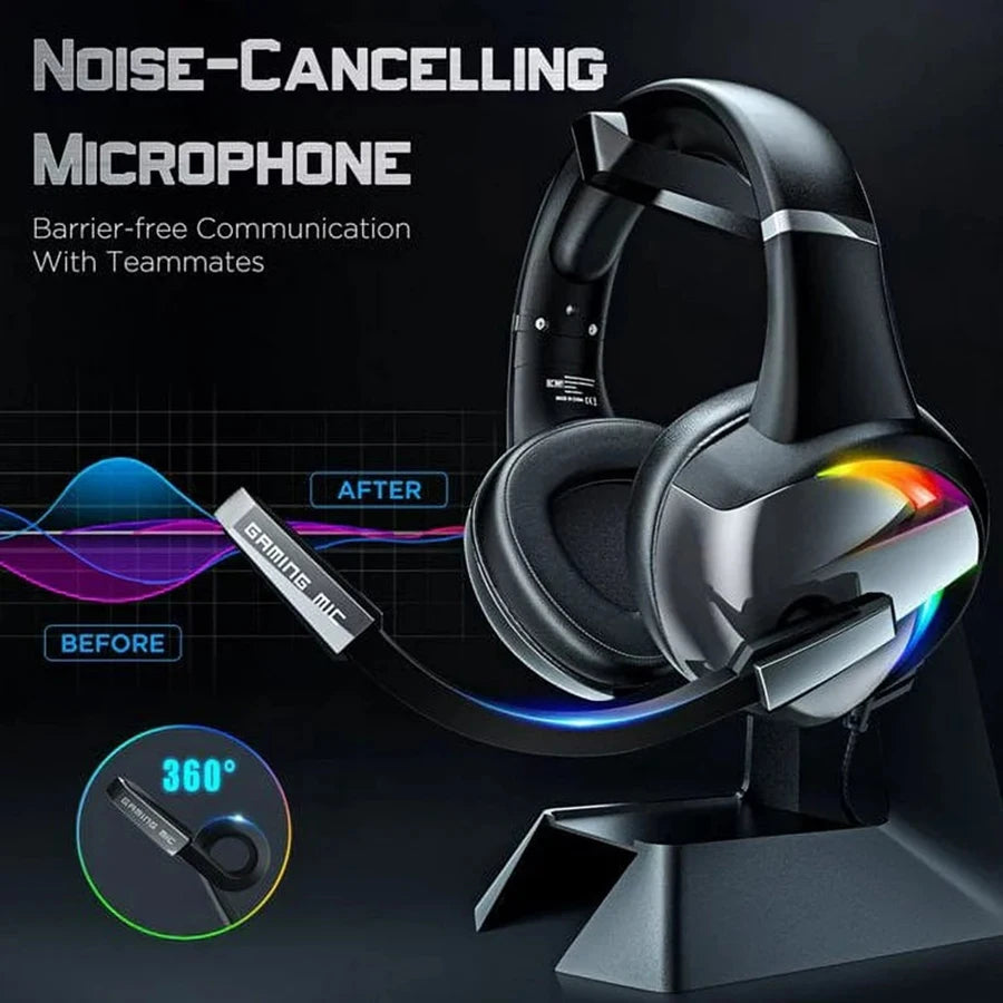 Casque Gaming filiaire : RGB  2.4 GHz & Bluetooth – Micro HD, Confort & Compatibilité (PC, PS5, Xbox, mobile)