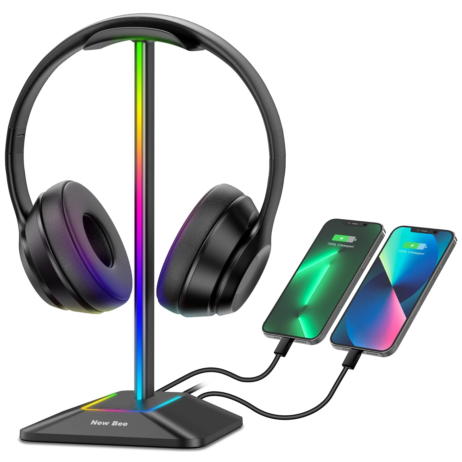 Support Casque Gamer RGB – 2 Ports USB, Design Futuriste & Base Antidérapante