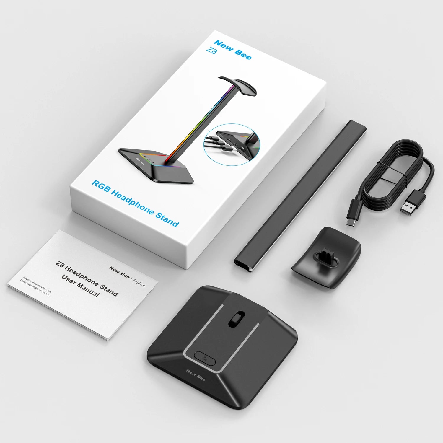 Support Casque Gamer RGB – 2 Ports USB, Design Futuriste & Base Antidérapante