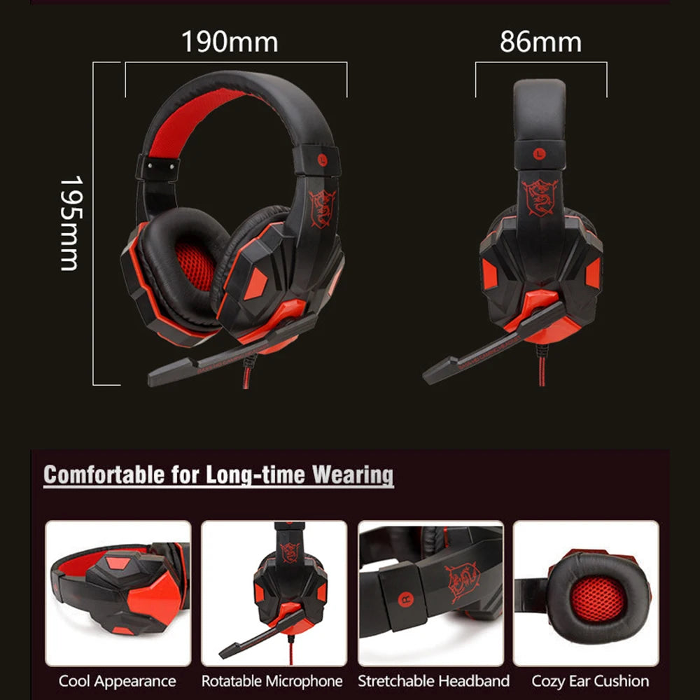 Casque Gaming : Filaire 1M / Basses renforcées / 20 000 Hz / Micro intégrer / Compatible PC, PS5, Xbox, Switch, Smartphone