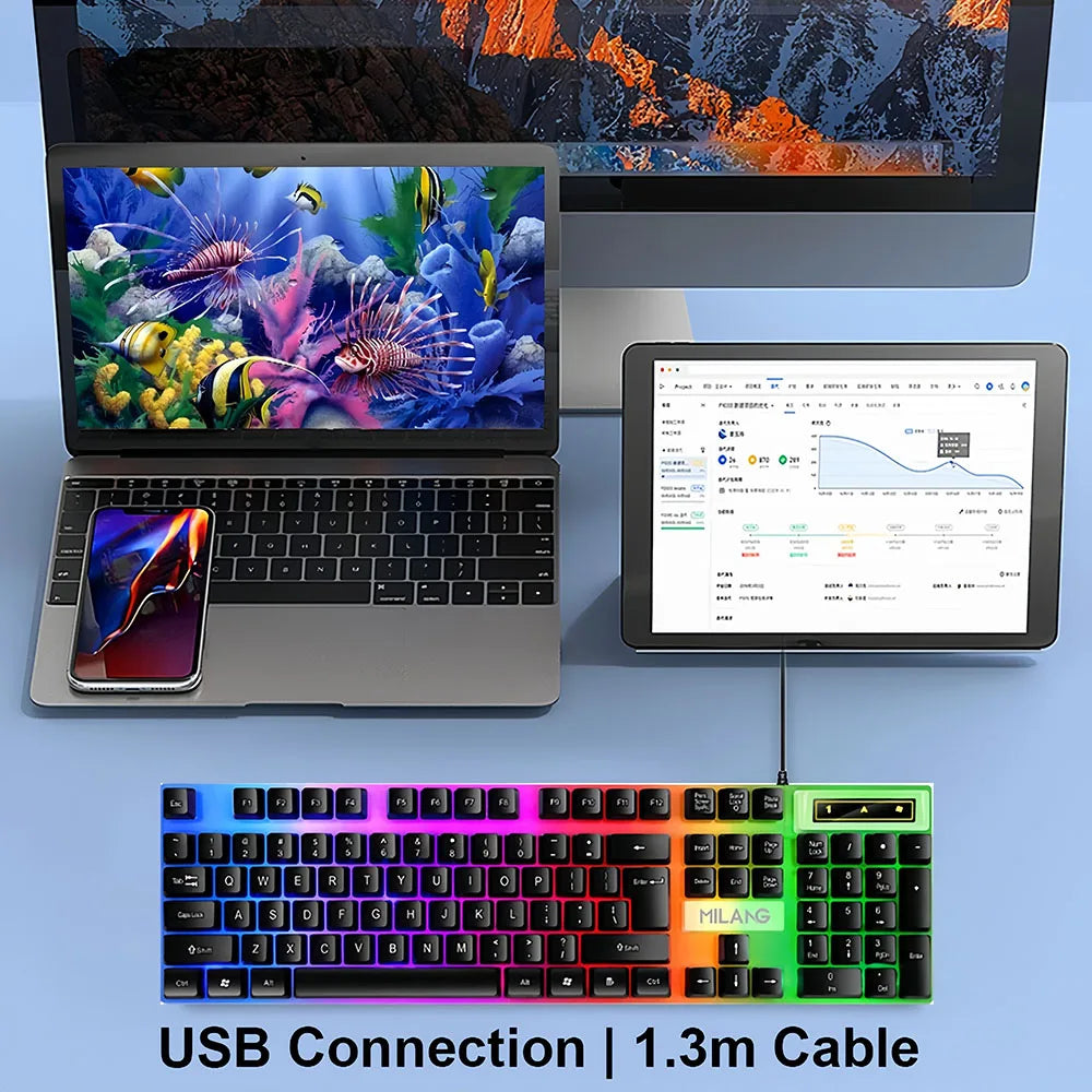 Mini Clavier Gaming 42 Touches – RGB Compact & Filaire – Parfait pour PC et Mac
